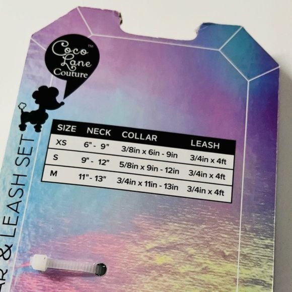 Coco Lane Couture Dog Collar & Leash Set Mint Green w/ Silver Glitter Size Small - Picture 5 of 12